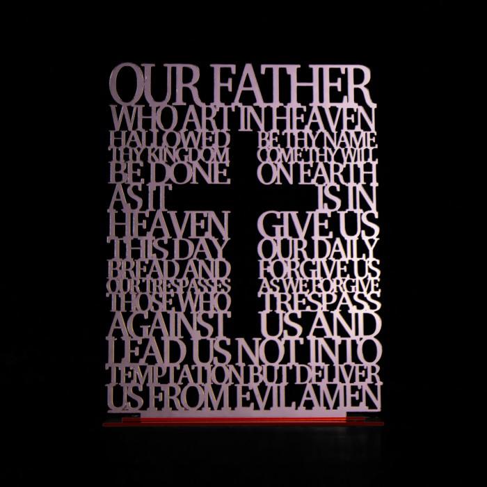 Jual Doa Bapa Kami dalam Bahasa Inggris Salib Akrilik Mirror Square