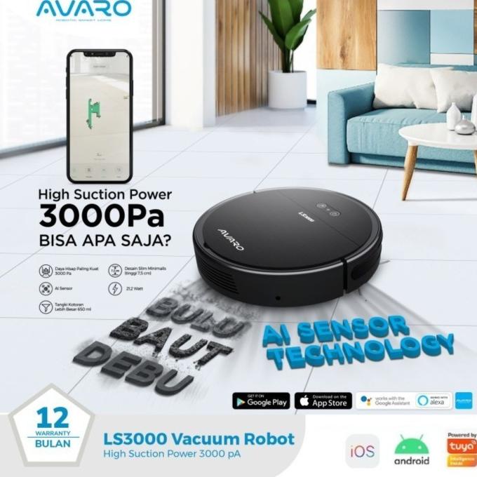 Jual AVARO Smart Robot Vacuum Cleaner LS3000 (Sapu Pel Lantai Otomatis