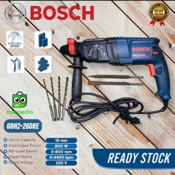 Jual MESIN BOR BETON SDS BOSCH GBH 2-26DRE ROTARY HAMMER 3 FUNGSI ...