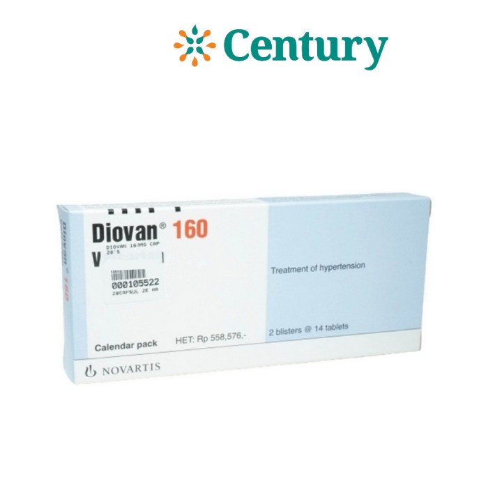 Jual DIOVAN 160MG 1 STRIP 14 TABLET / VALSARTAN / HIPERTENSI / JANTUNG ...