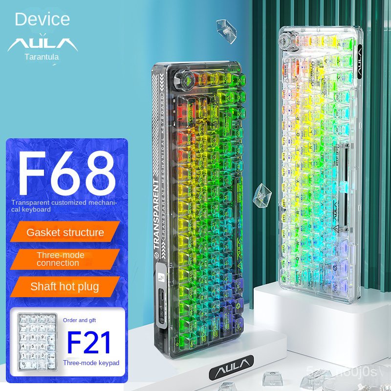 Jual &AULA F68 RGB 68 Keys Hotswap Mechanical Bluetooth /wired /2.4G ...