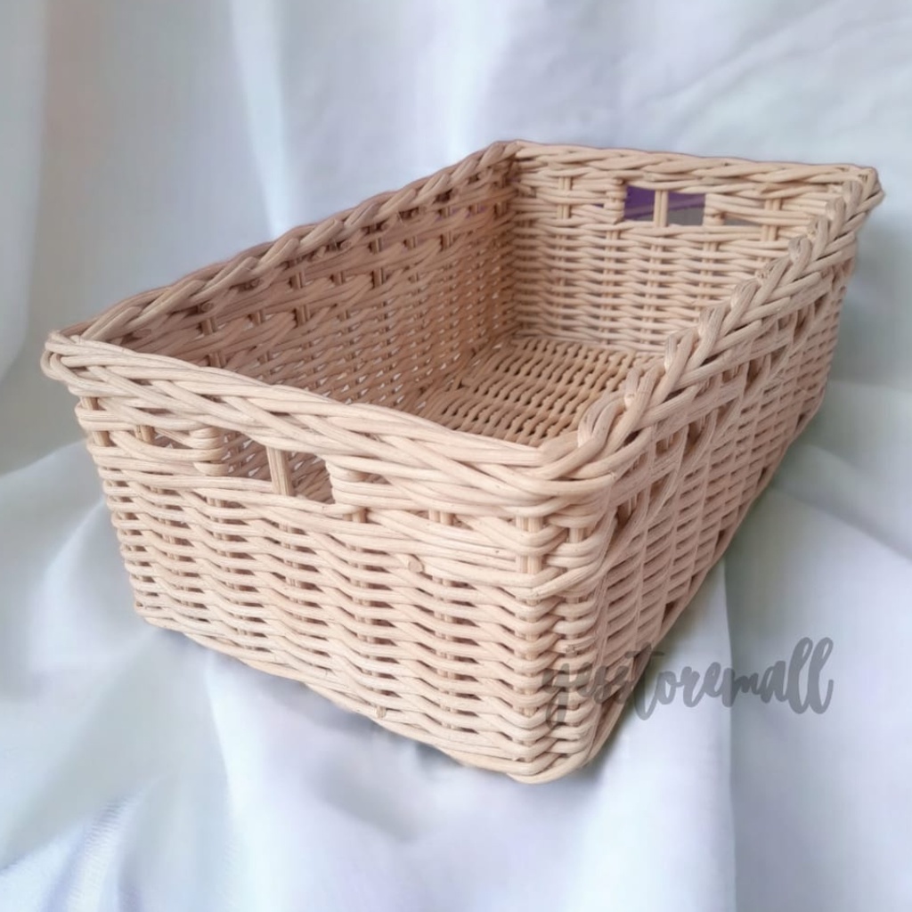 Jual keranjang rotan persegi panjang besar motif penyimpanan barang ...
