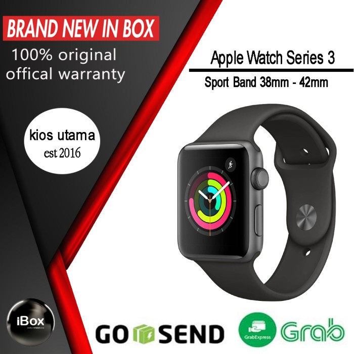 Jual READY ORIGINAL Watch Series 3 42mm MQL12 GPS Grey Black Sport Garansi Apple 1 Tahun ASLI Shopee Indonesia