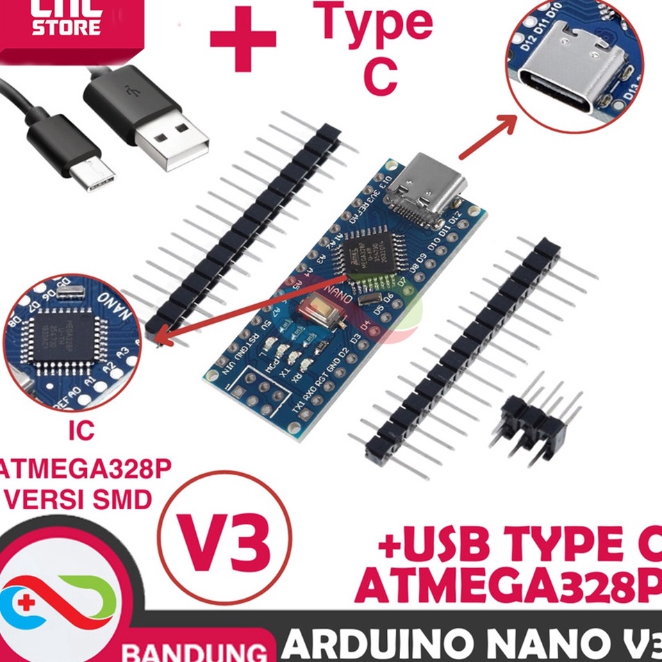 Jual Harga Murah Nano V30 Atmega328p Type C Plus Kabel Ch340 Hq Ic Original Shopee Indonesia 6633