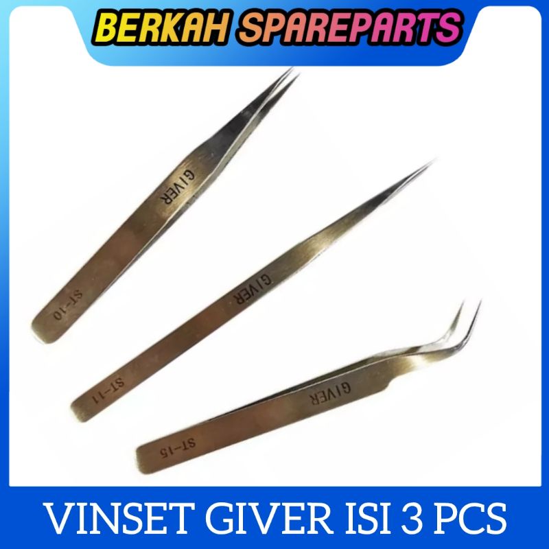 Jual PINSET PINGSET 3 IN 1 GIVER 10 11 15 TS-9803 LENGKAP PINSET LURUS ...