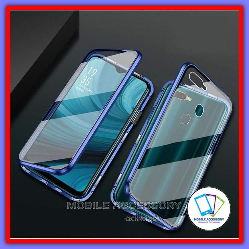 Hard Case Magnetic Oppo A11K Double Glass Sisi Depan Belakang Hardcase  Kaca Cover Casing Hp Murah