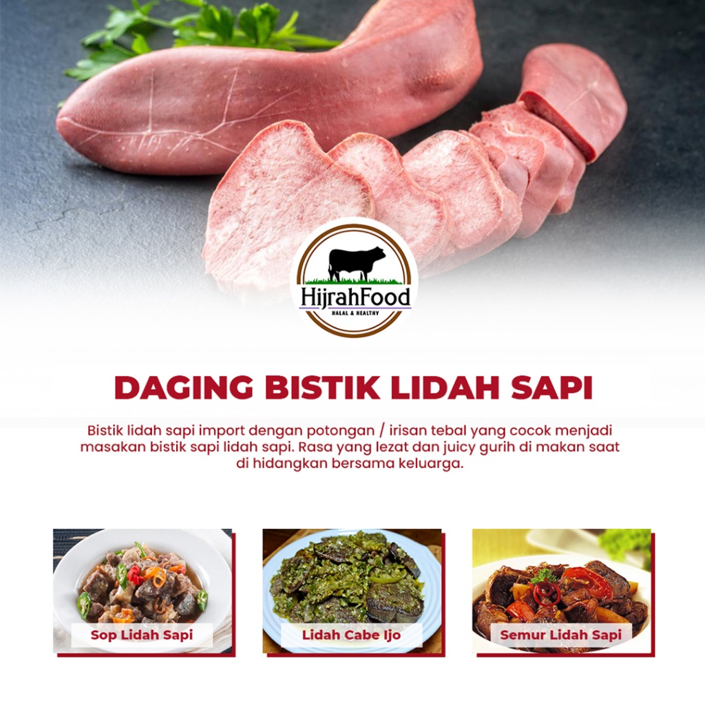 Jual Hijrahfood Bistik Lidah / Lidah Sapi Slice Tebal / Beef Ox Tongue ...