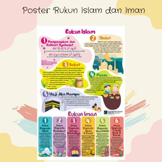 Jual Poster Edukasi Islami Rukun Islam Rukun Iman | Shopee Indonesia