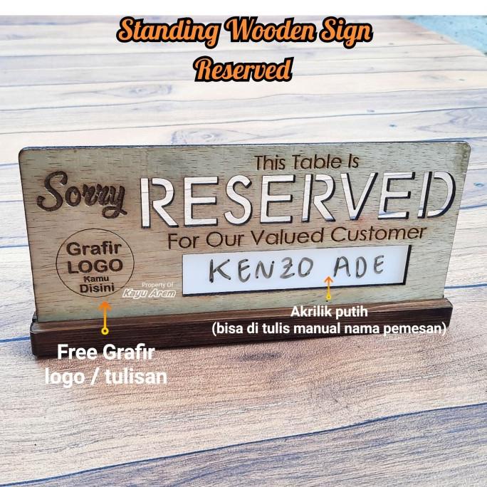 Jual Terbaru Stand Reserved Meja Sign Reserved Kayu Tanda Nama Cafe Custom Grafir Shopee 4409