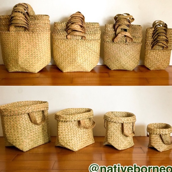 Jual Stok Banyak Bakul Purun Polos - Keranjang Purun, Bakul Pasar, Pot ...