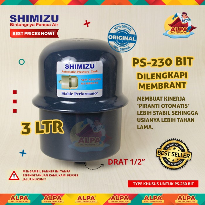 Jual TABUNG / TANGKI POMPA AIR SHIMIZU PS-230 BIT (ORIGINAL) | Shopee ...