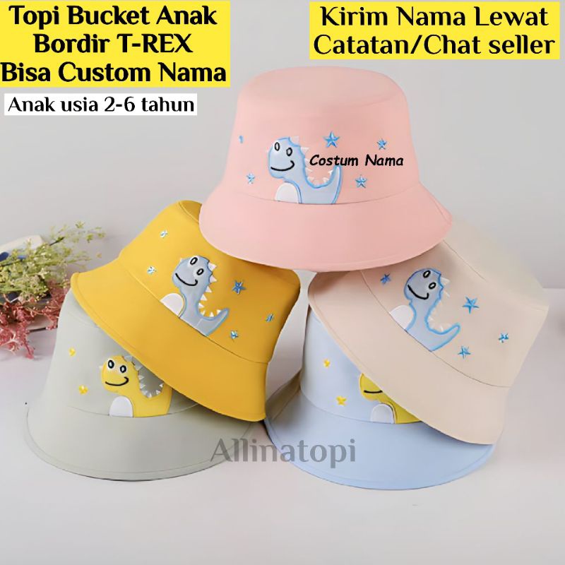 Jual SUV TOPI BUCKET ANAK BORDIR T-REX BISA TAMBAH BORDIR NAMA TOPI ...