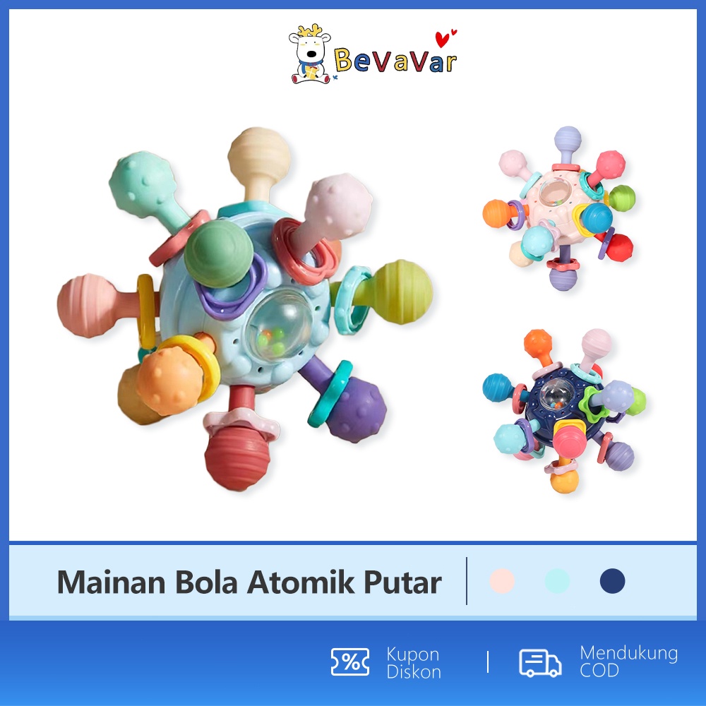 Jual BEVAVAR Manhattan Bola Gigitan Bayi Silikon Rattle Bayi