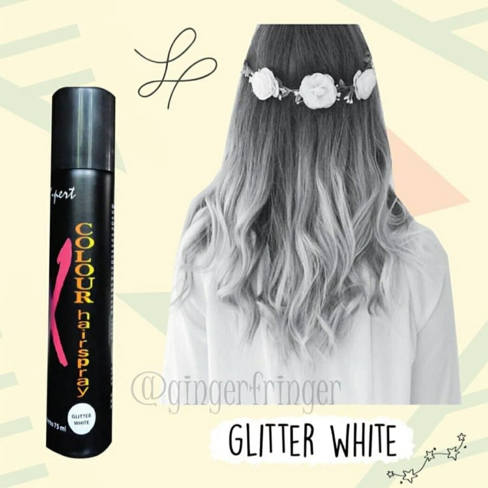 Jual XPERT HAIR SPRAY ORIGINAL CAT RAMBUT SEMPROT WARNA GLITTER WHITE ...