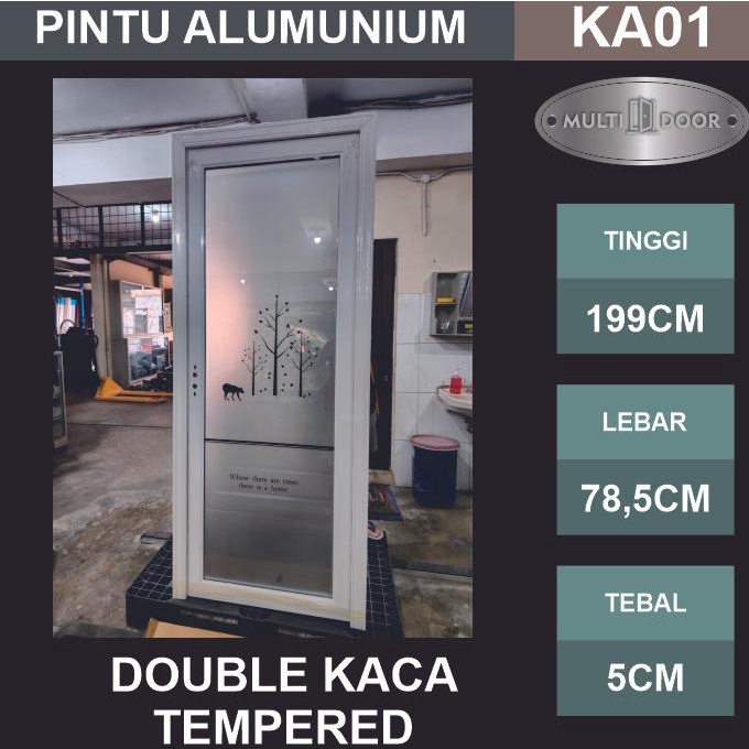 Jual Pintu Kamar Mandi / Toilet Alumunium Kaca Es Tempered Double