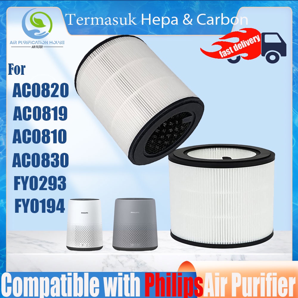 Lot De 2 Filtres HEPA De Rechange Pour Purificateur Philips Series 800 - Compatible AC0830/10, AC0820/30, Etc. - Remplace FY0194/30 Et FY0293/30