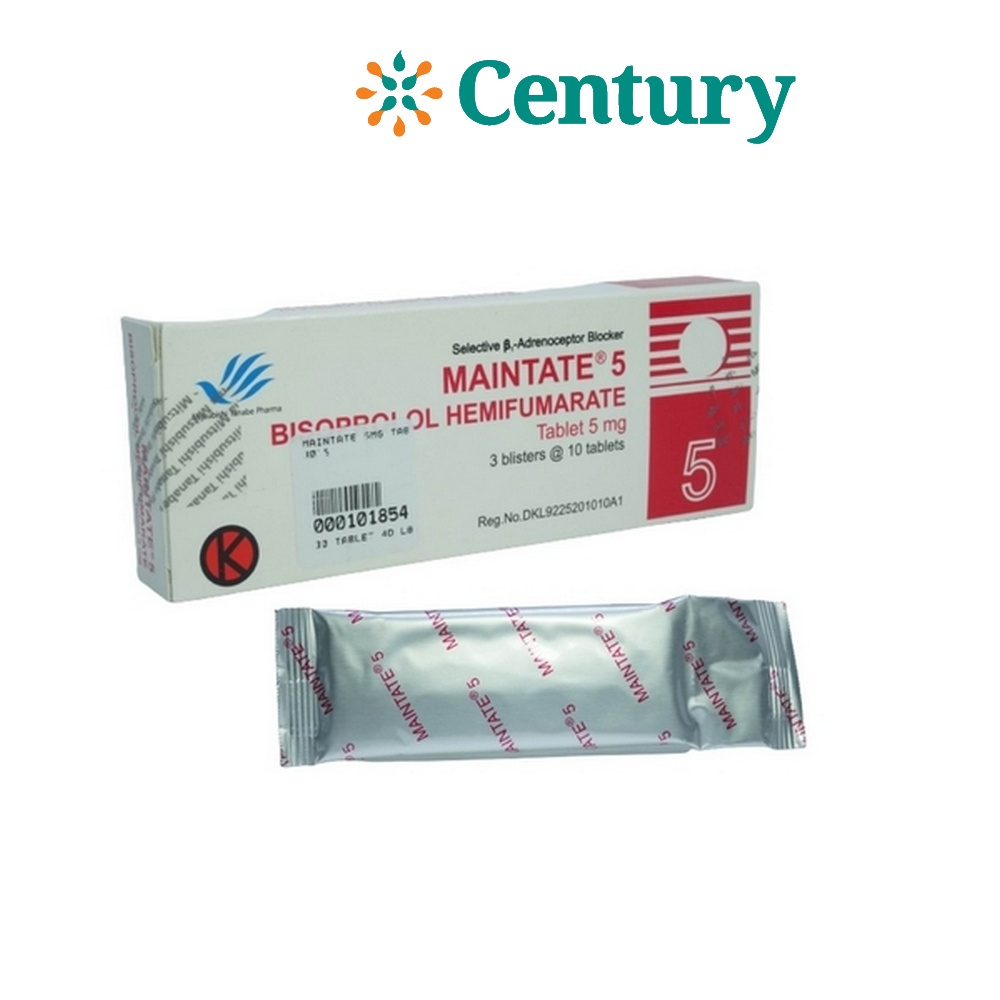 Jual MAINTATE 5 MG 1 STRIP ISI 10 TABLET/BISOPROLOL/OBAT HIPERTENSI ...