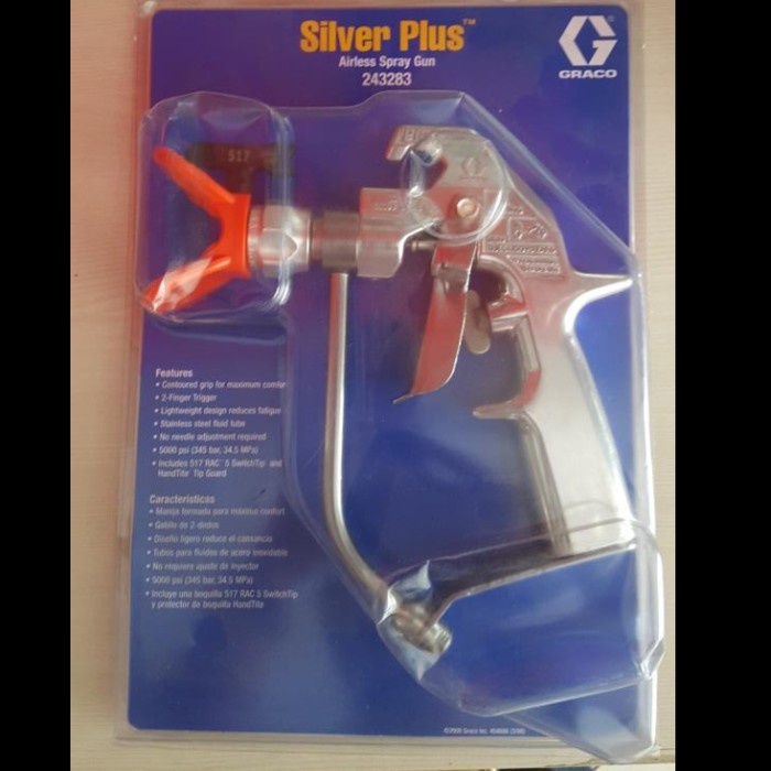 Jual Graco Silver Plus Airless Spray Gun 243283 Spray tip and Guard Rac