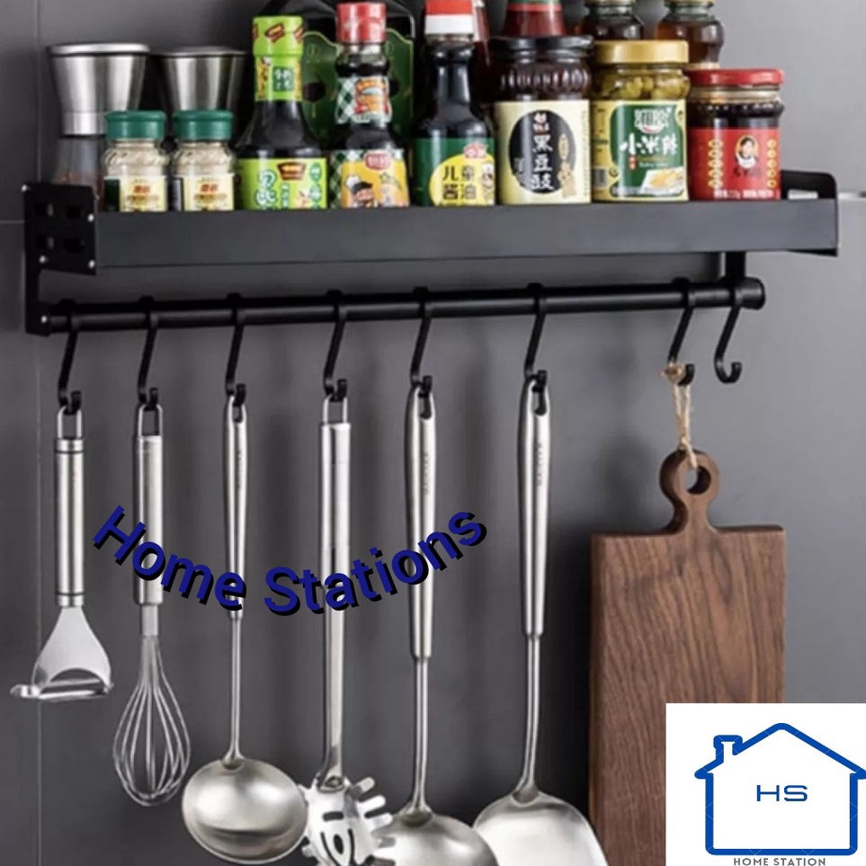 Jual ` Rak Dapur Dinding Kitchen Rack Bumbu Gantung Aluminium Anti