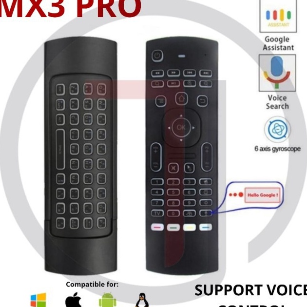 Jual Best Seller MX3 PRO AIRMOUSE KEYBOARD BACKLIGHT DAN VOICE CONTROL ...