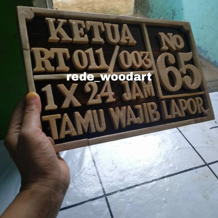 Jual Terlaris Papan Nama Ketua Rt Papan Nama Kayu Papan Nama Kayu Plang ...