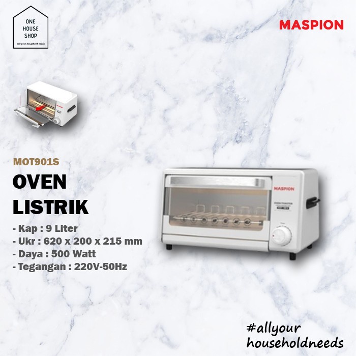 Jual ELECTRIC OVEN TOASTER LISTRIK 9 LITER LOW 500 WATT MASPION MOT ...