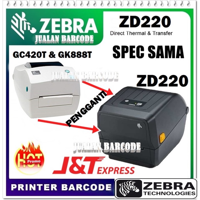 Jual PRINTER BARCODE ZEBRA ZD220T ZD 220 LABEL THERMAL RESI PENGIRIMAN