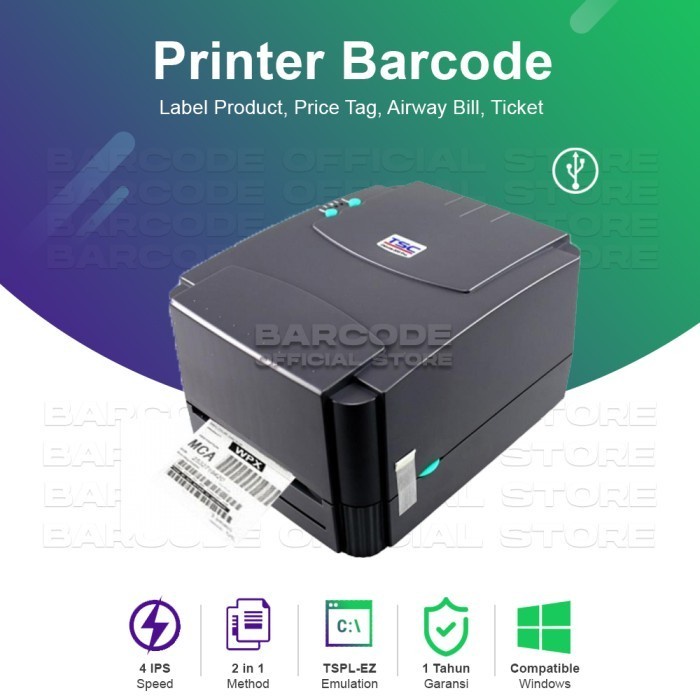 Jual TSC TTP-244 PRO PRINTER BARCODE LABEL STICKER THERMAL SEMICOATED ...