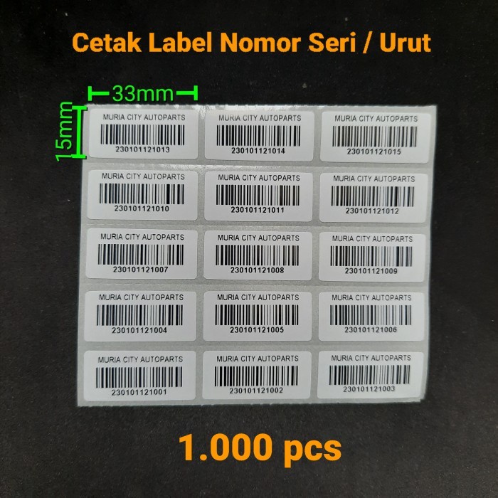 Jual Cetak Label Barcode ASSET Aset Inventaris Yupo 33x15 mm | Shopee ...