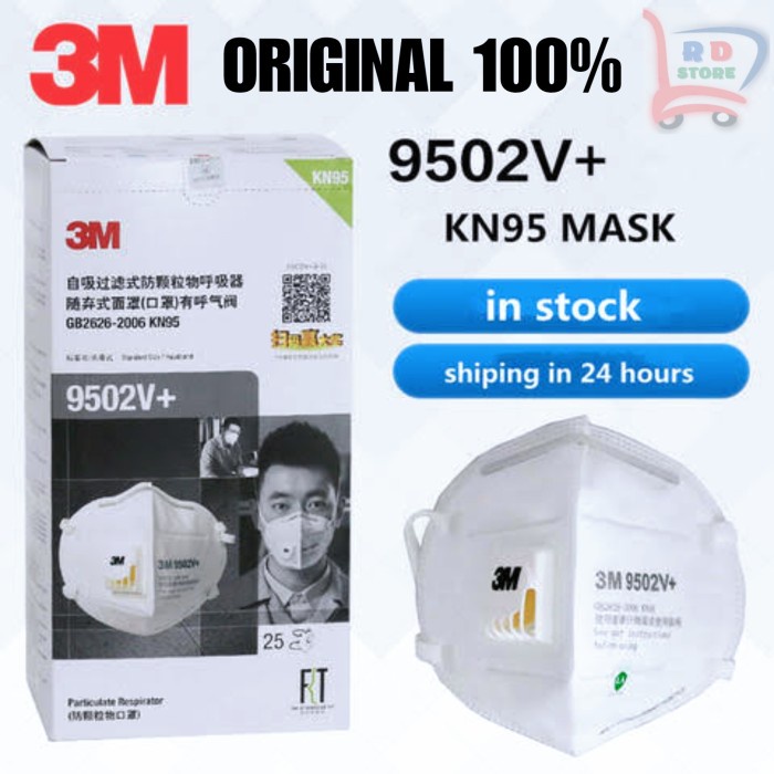 Jual Masker 3M 9502V+ Kn95 N95 Headloop Hijab Individual Packing Box 25 ...