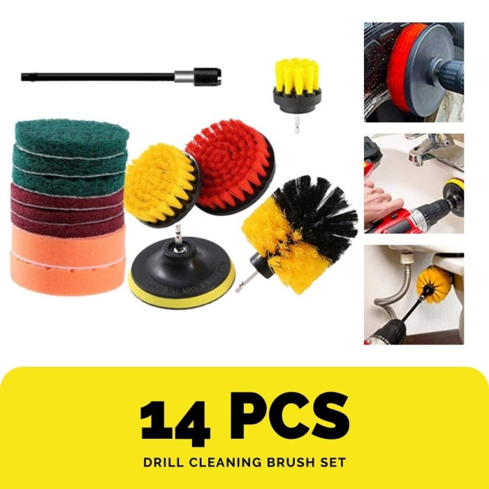 Jual Kepala Sikat Bor Nylon Power Scrubber 14Pcs Brush Bersih Wc Sofa