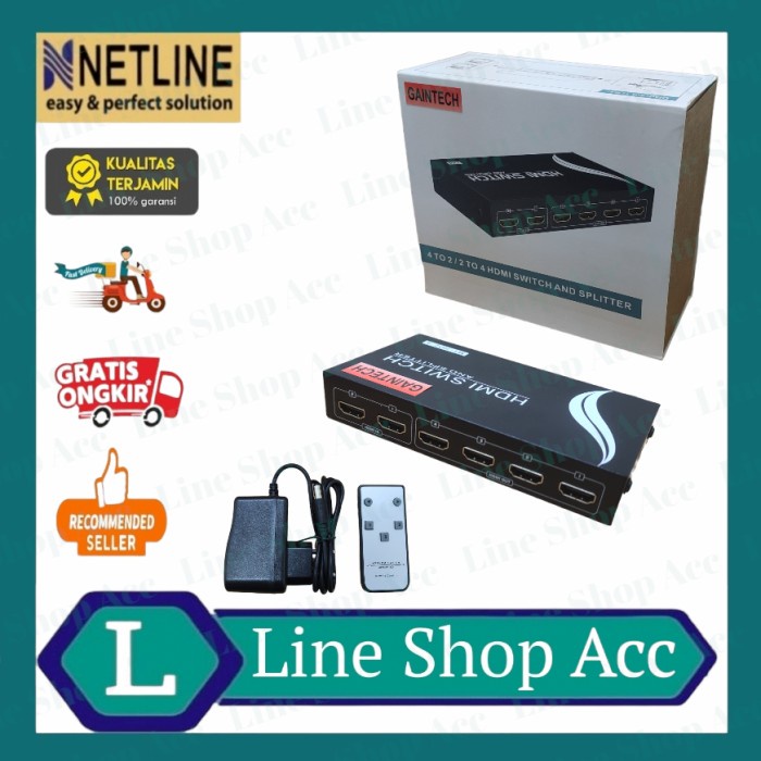 Jual HDMI SWITCH /SPLITTER GAINTECH 4 IN 2 OUT / 2 IN 4 OUT | Shopee ...