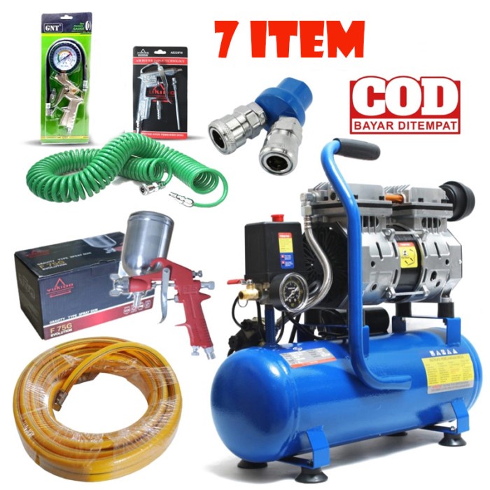 Jual PAKET Kompresor Angin Listrik air Compressor 1 HP 9L bisa untuk ...