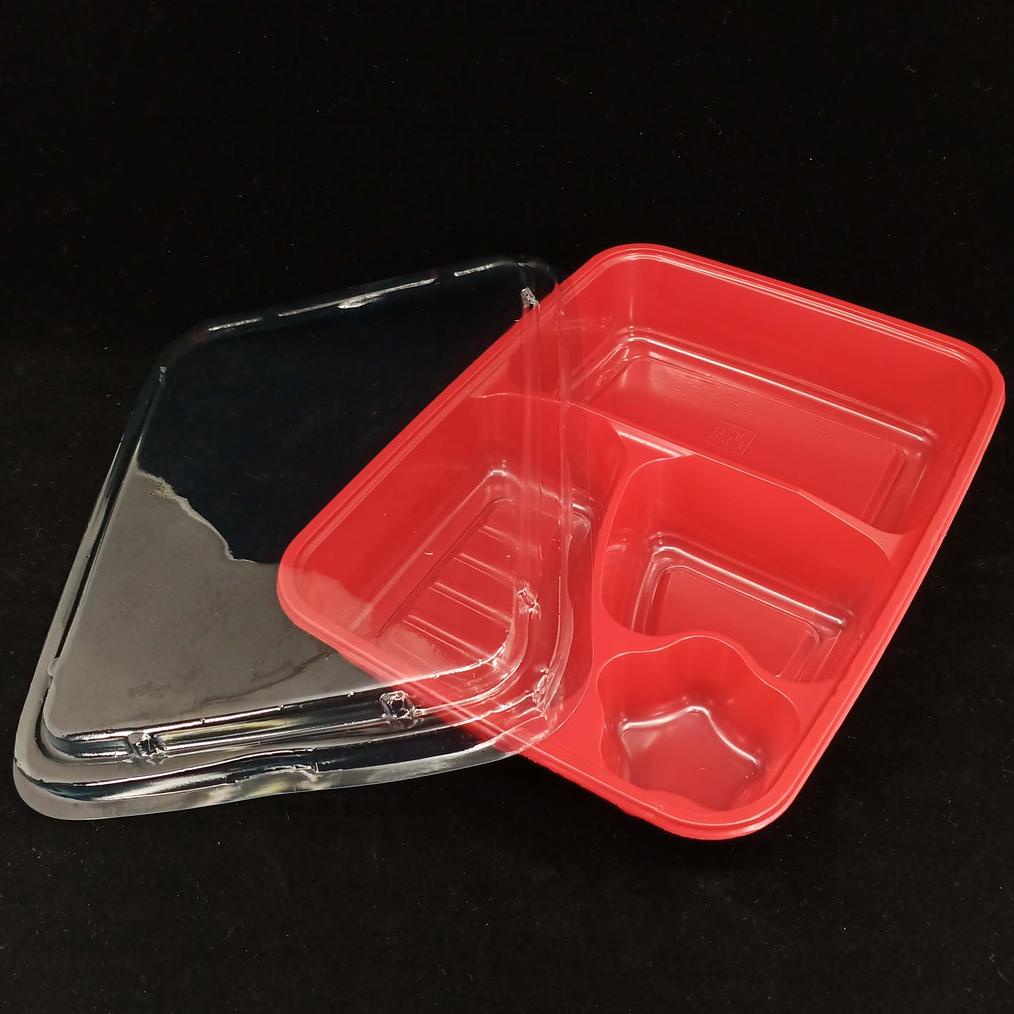 Jual MIKA BENTO LUNCH BOX TEMPAT MAKAN BENTO - SKAT 4 -MERAH- ISI 50