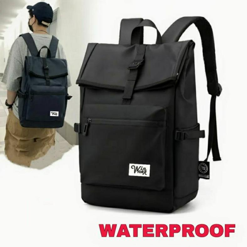 Tas Distro Waterproof Unisex Cowok Cewek Tas Punggung Backpack Pria Ransel Laptop Tas Sekolah Smp Sma Tas Gendong Roll Top 089 Baru