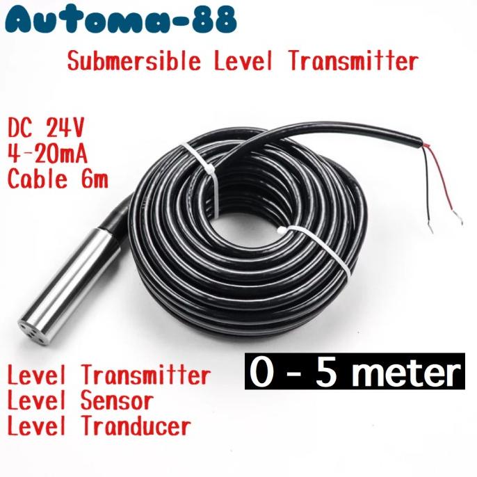 Jual Water Level Transmitter 0-5m 4-20mA Level Sensor Transducer 5m DC ...
