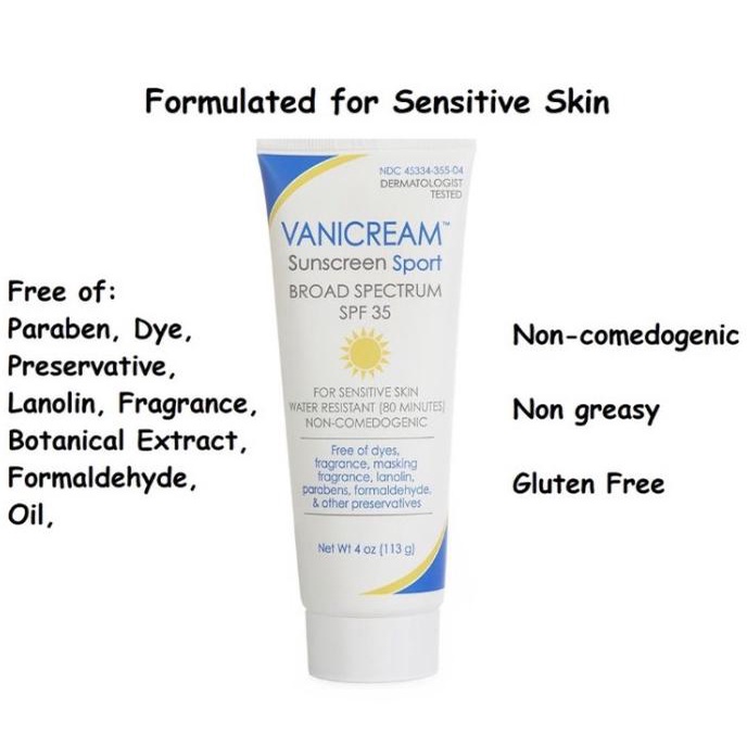 Jual Vanicream Sunscreen Sport Broad Spectrum SPF 35 Water Resistant