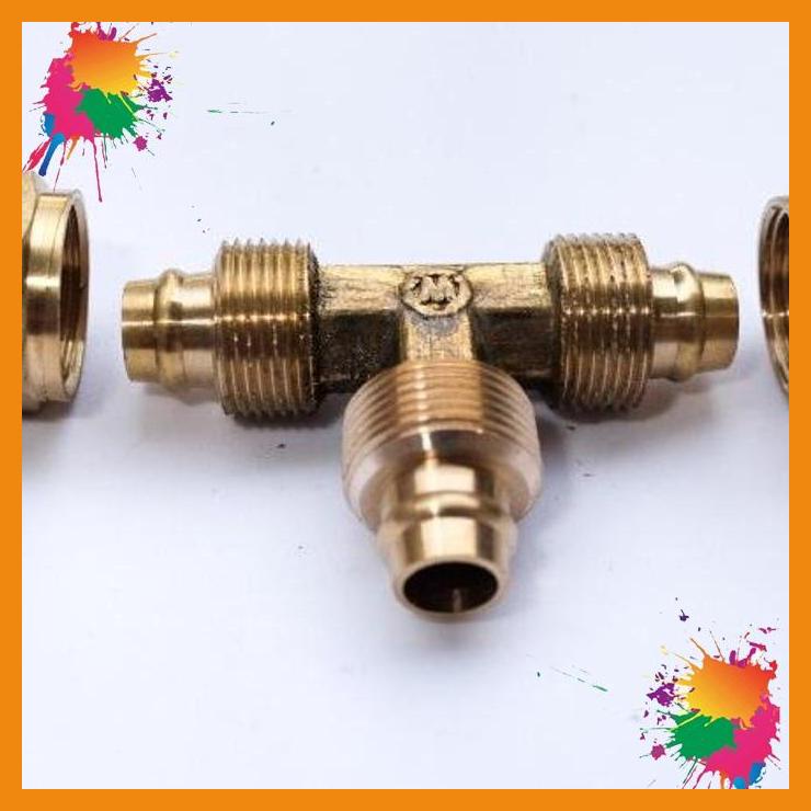 Jual union tee 6mm / 1/4 two touch fitting slang festo brass hose