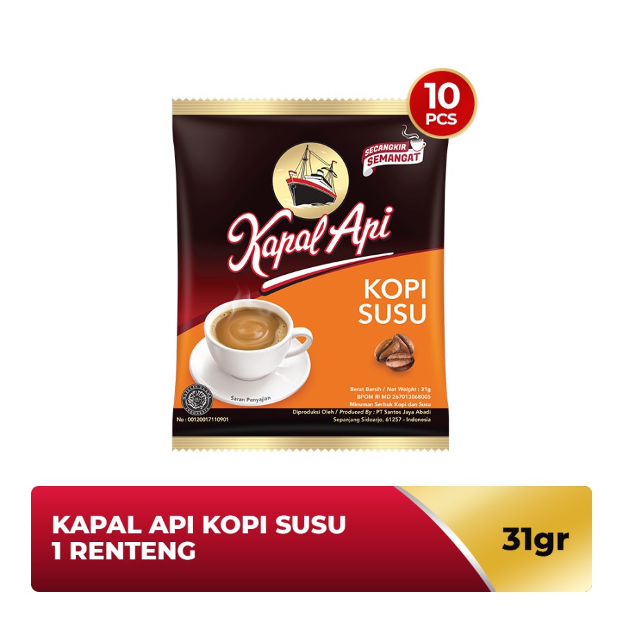 Jual Kapal Api Kopi Susu 1 Renceng isi 10 sachet @31 gr Instant Bubuk ...