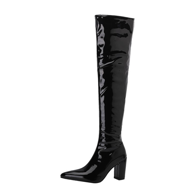Jual Foreign Trade Cross-Border over the Knee Boots Patent Leather