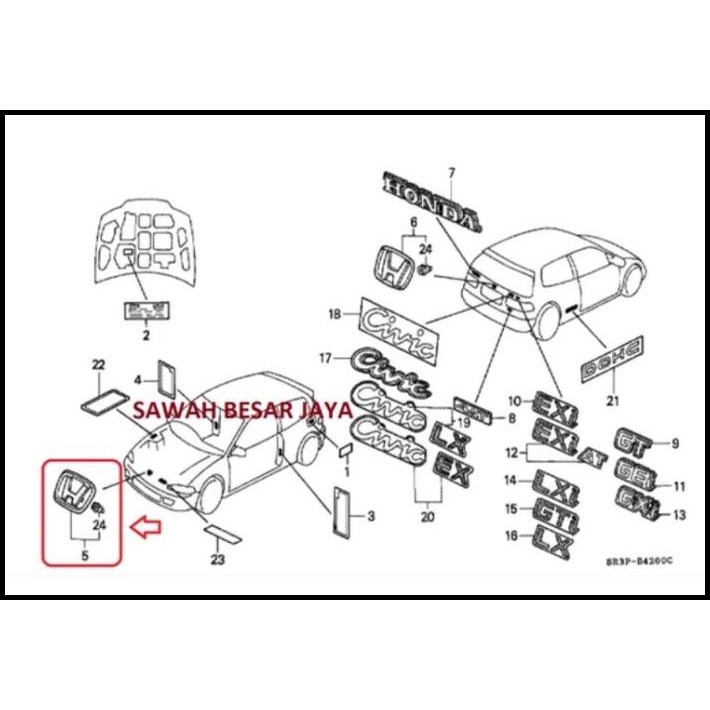 Jual Terbaru Emblem Logo Lambang Huruf H Depan Honda Civic Genio Estilo