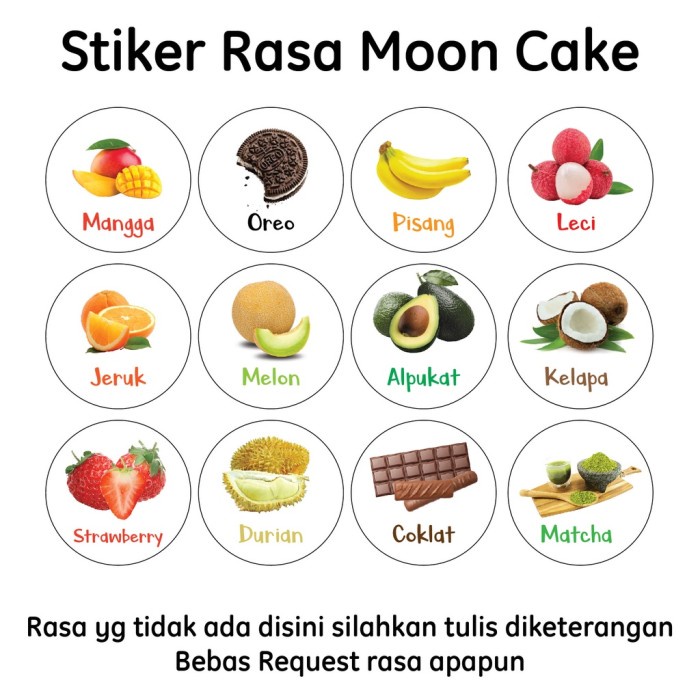 Jual Stiker Varian Rasa Buah Makanan Sticker Costum Fruit Label Minuman ...