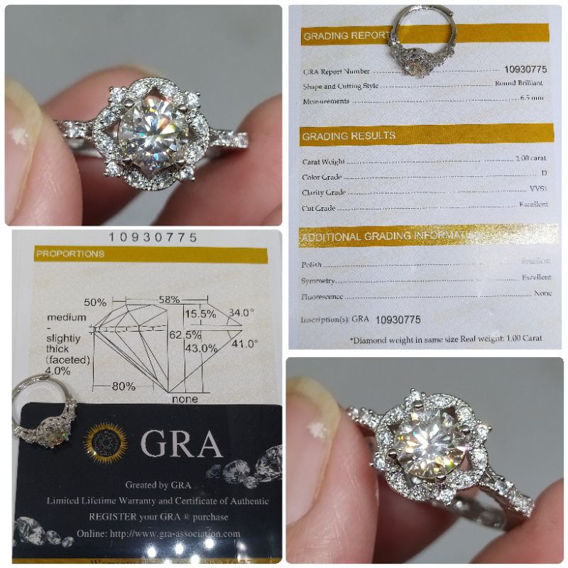 Jual Permata Diamond Moissanite Color D Round 1 ct Sertifikat/Memo GRA ...