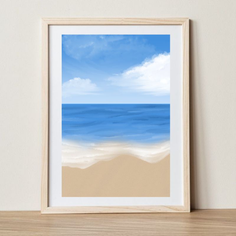 Jual Lukisan dinding aesthetic minimalist gambar pantai home decor