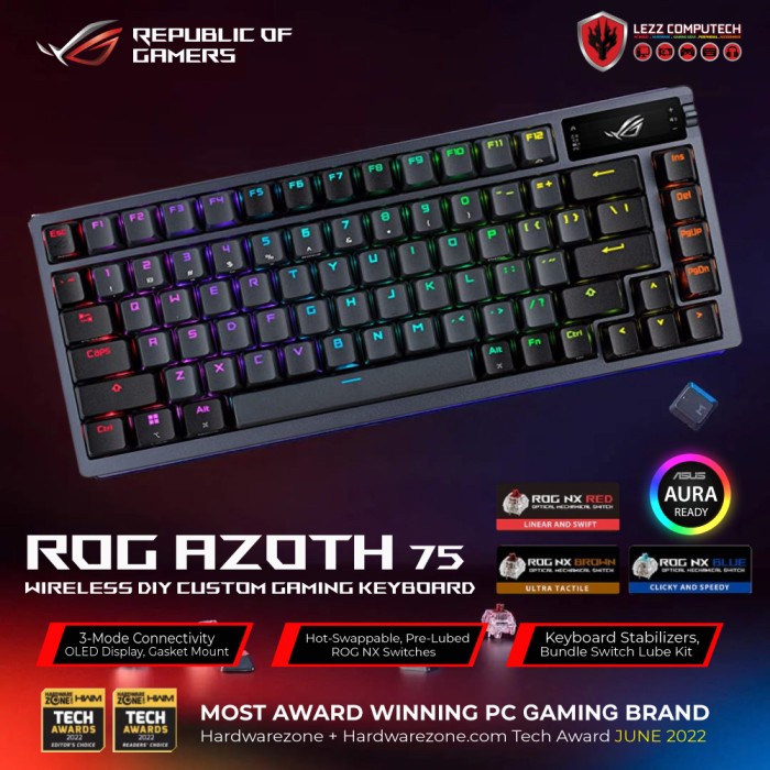 Jual ASUS ROG AZOTH 75 Wireless DIY Custom Gaming Keyboard | Shopee ...