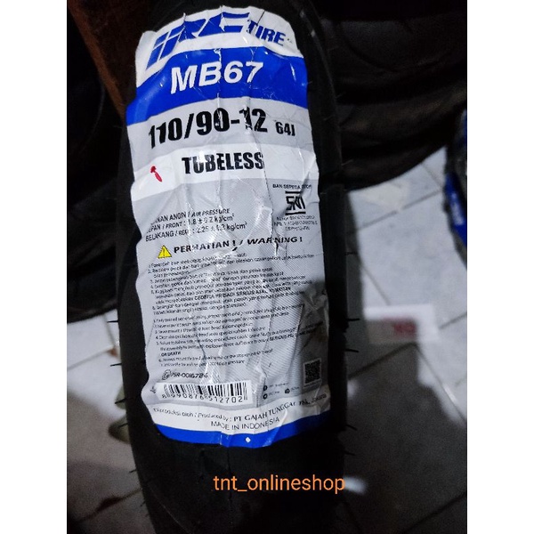 Jual BAN LUAR 110/90-12 SCOOPY BELAKANG MB67 IRC TUBLESS ( 110 ) IRC ...