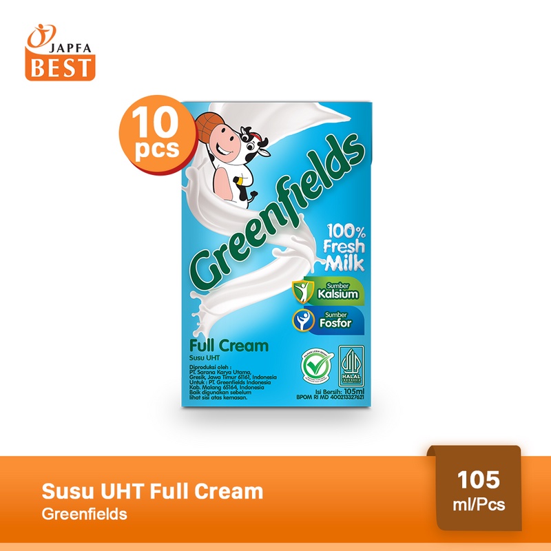 Jual Susu UHT Full Cream Greenfields 105 Ml Isi 10 Pcs Shopee Indonesia