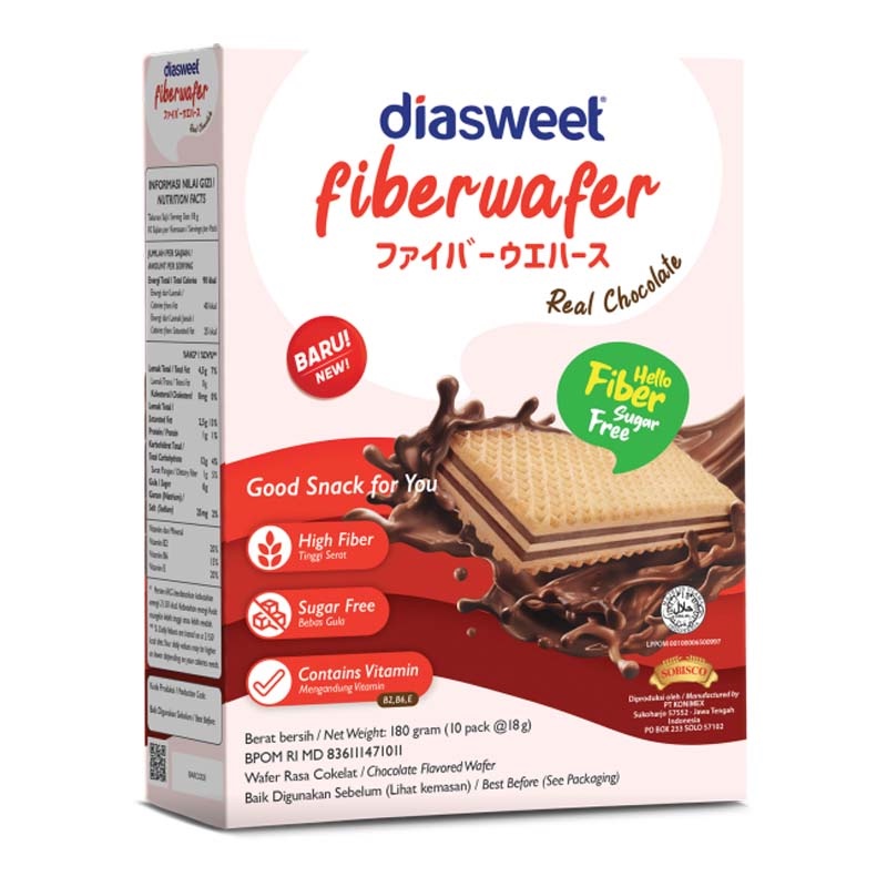 Jual Diasweet Fiberwafer Camilan Wafer Real Chocolate 180 g | Shopee ...