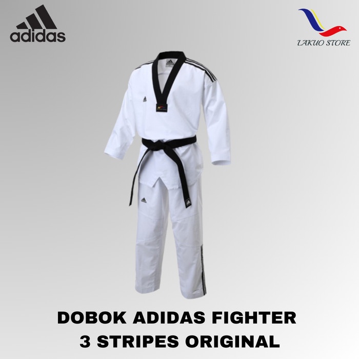 Jual DOBOK ADIDAS NEW 3 LINE FIGHTER ORIGINAL UNIFORM TKD 3 STRIPES ADIDAS Shopee Indonesia