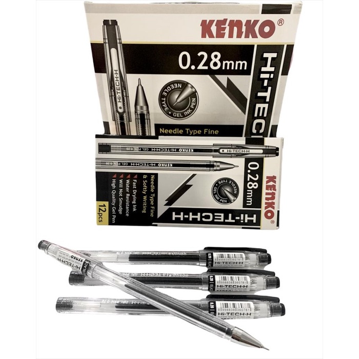 Jual Bolpen/Ballpoint/Pulpen Gel Ink Pen Kenko Hi Tech 0.28 Hitam (Lusin) Shopee Indonesia